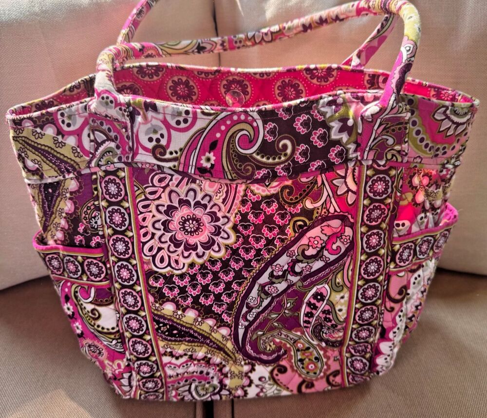Vera Bradley 'Very Berry Paisley' Plum/Pink Floral Bag Purse Magnetic Closure